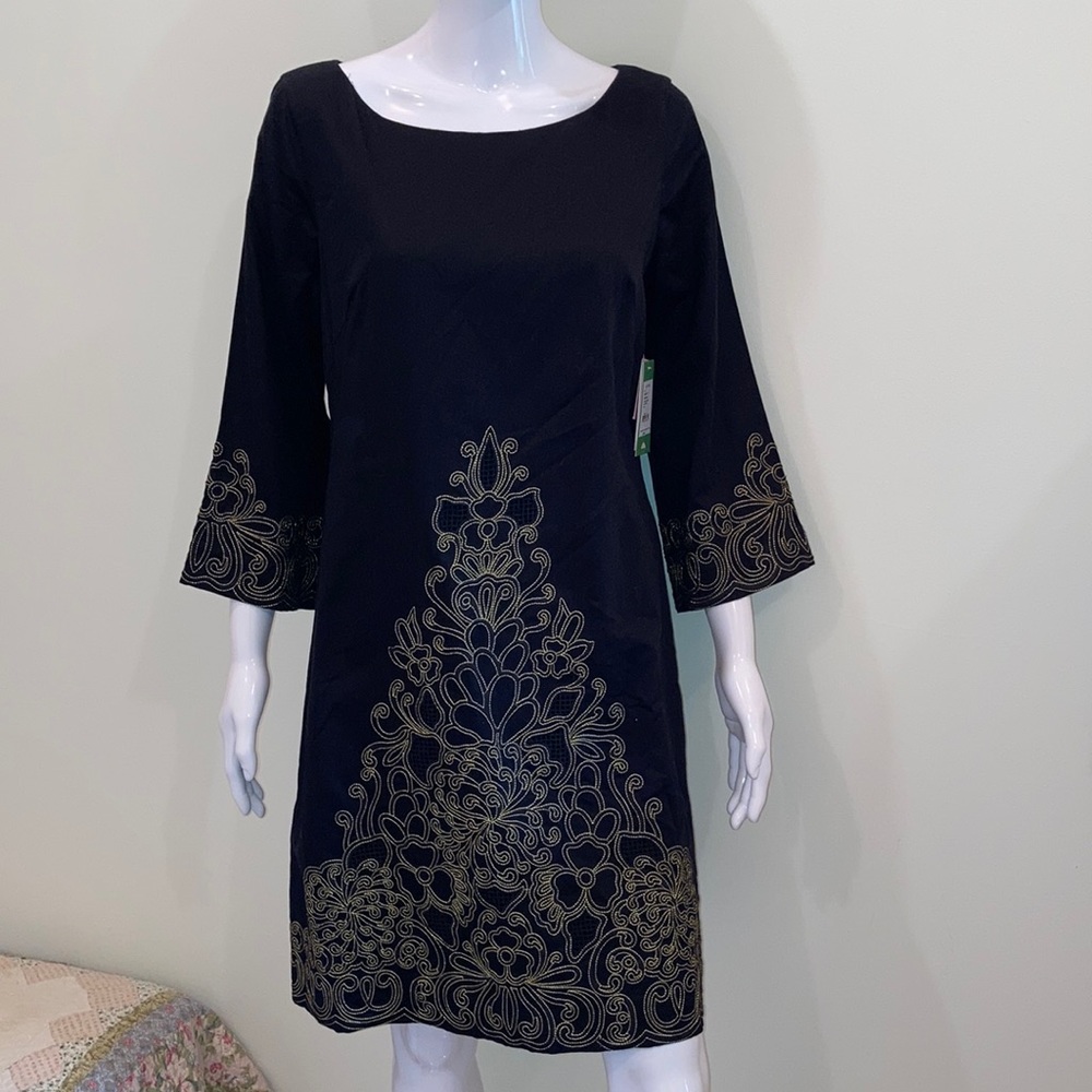 Lilly Pulitzer Black Gold Embroidered Shauna Tunic Dress - like new (worn once)